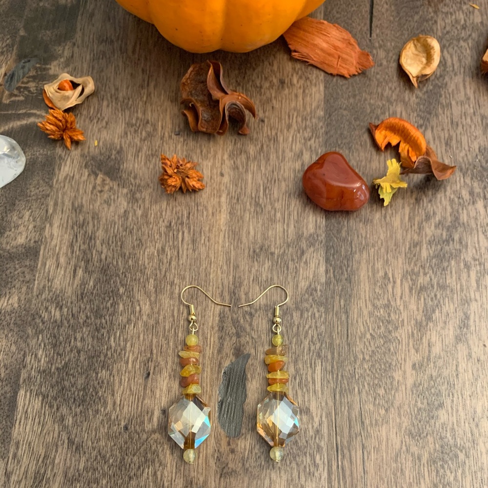Beautiful Amber and Yellow Agate Earrings